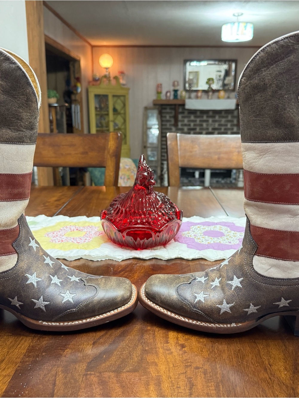 Women Sz 8, fits like 7 to 7 1/2 Roper RED/WHITE/BLUE AMERICANA Leather Boot - Picture 3 of 7